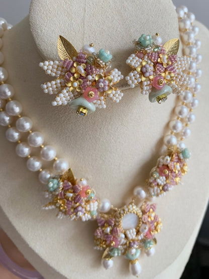 「Garden of Dreams」Pink Flower with Pearl and Shellfish Collection