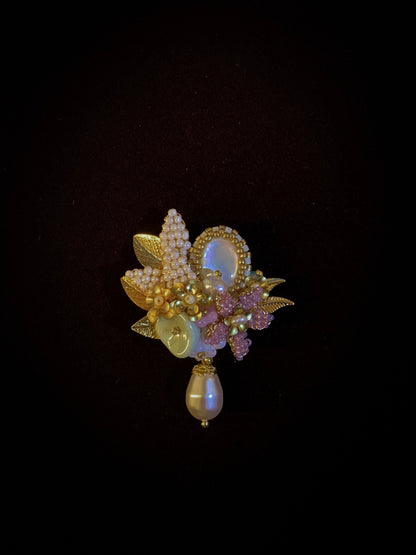 「Garden of Dreams」Pink Flower with Pearl and Shellfish Collection