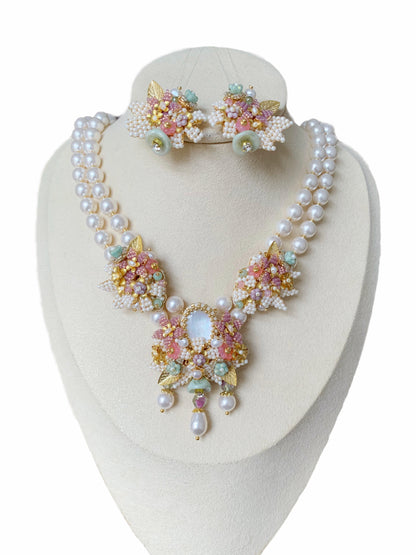 「Garden of Dreams」Pink Flower with Pearl and Shellfish Collection