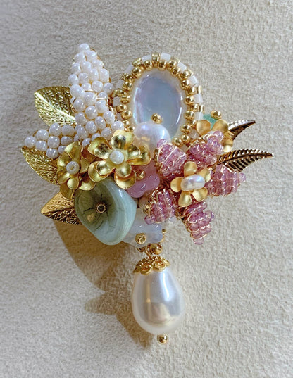 「Garden of Dreams」Pink Flower with Pearl and Shellfish Collection