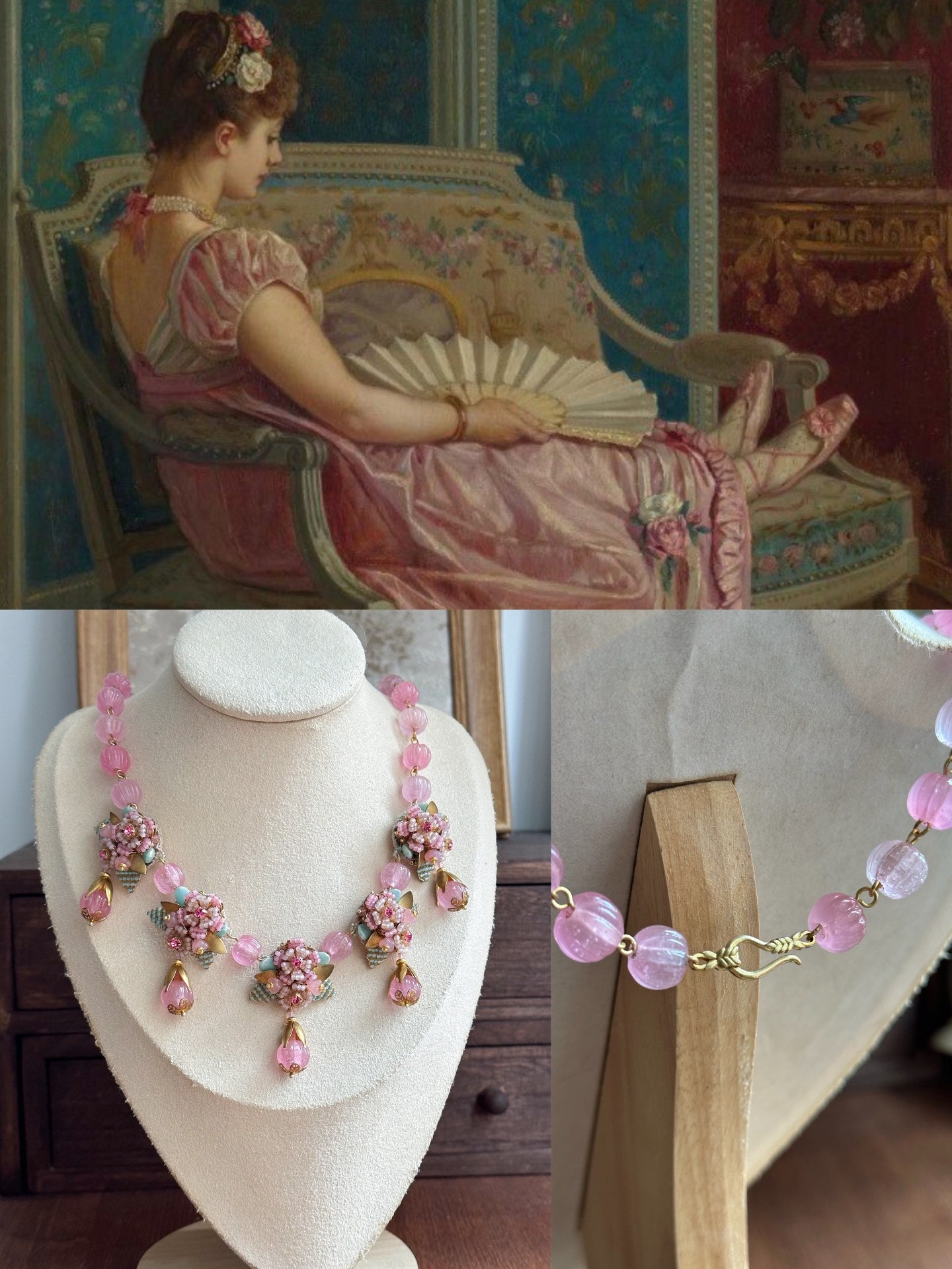 「Dorothy」Peachy-pink Glaze Necklace